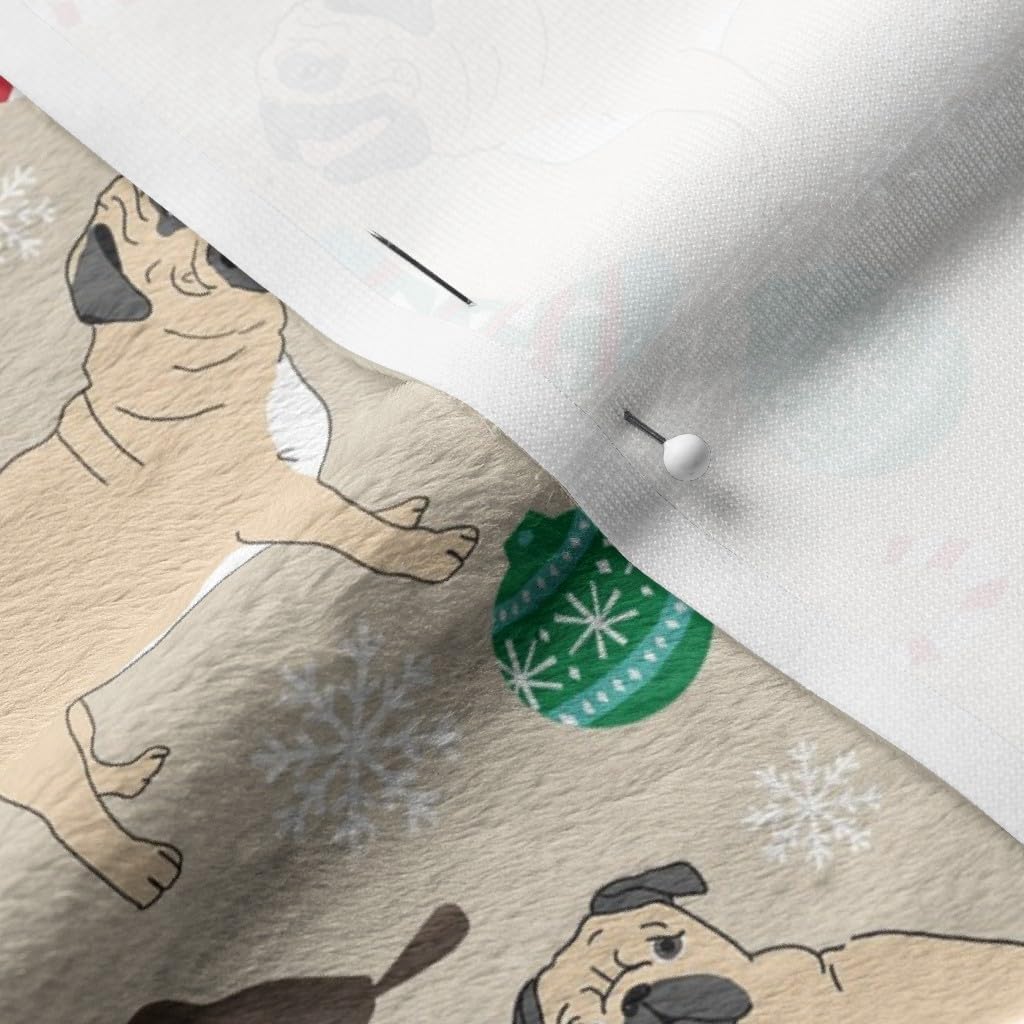 Spoonflower Fabric - Pug Christmas Cute Dogs Pugs Best Puppy Lover Ornament Presents Candy Printed on Minky Fabric by The Yard - Sewing Baby Blankets Quilt Backing Plush