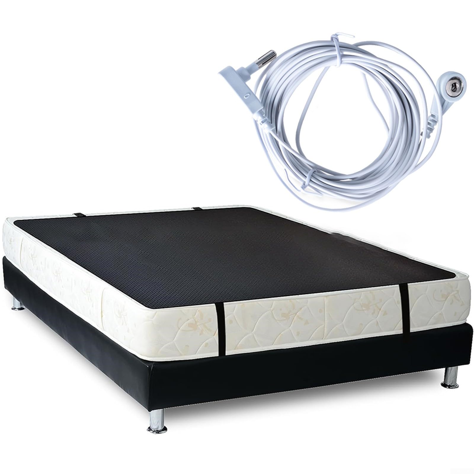 Tappetino di messa a terra per camera da letto, sonno sanitario, conduttivo, in ecopelle, migliora la qualità del sonno e lo stress, facile da pulire, dimensioni: 68 x 180 cm, colore nero, per la casa
