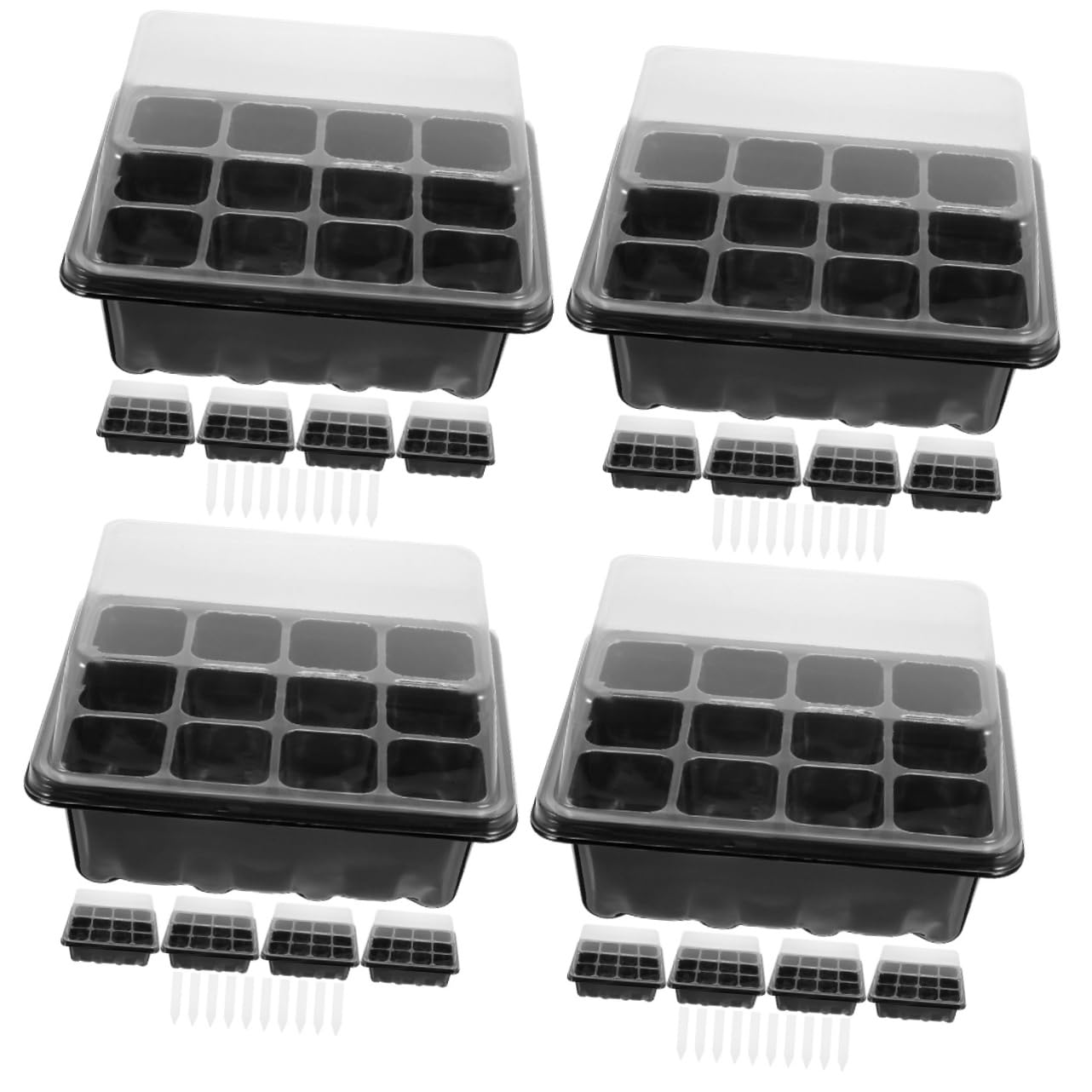 BESPORTBLE 4sätze Setzling Starter Tray Mit Löchern Anzuchtplatte Für Pflanzen Für Keimung Von Samen Und Setzlingen Inkl Teiligem Zubehör Pflanzenetiketten