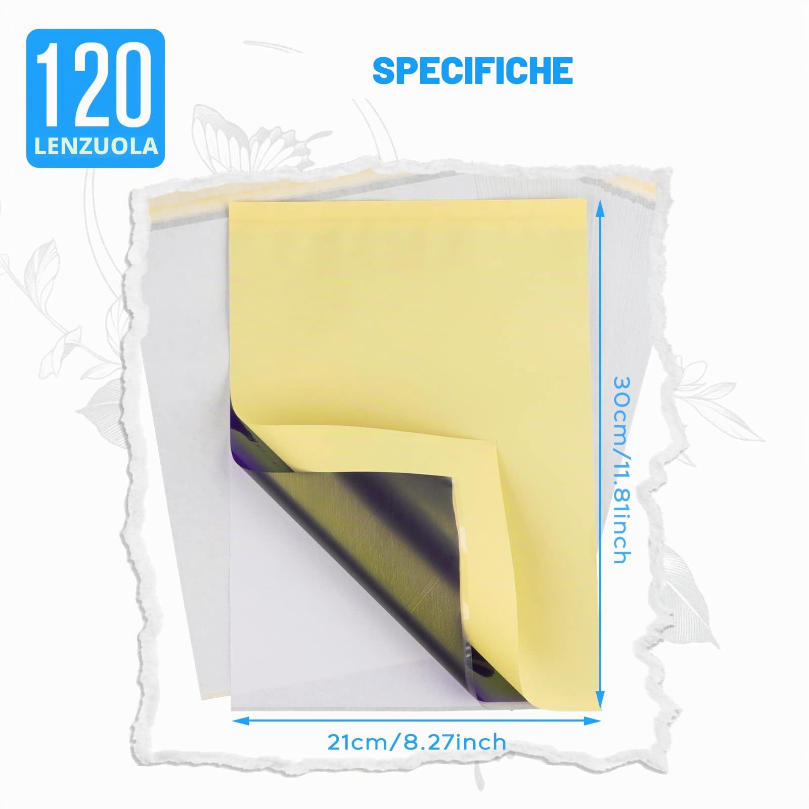 STIGMA 120 Pz Carta per Trasferimento Tatuaggi 4 Strati 8,3" x 11,8" Carta per Stencil per Tatuaggi Formato A4 Carta per Stencil per Tatuaggi Carta per Trasferimento Tatuaggi T209