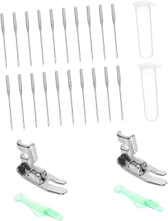 NUOBESTY Elegant Sewing Machine Accessories Set Skip Presser Foot Satin Stitch Foot Needles