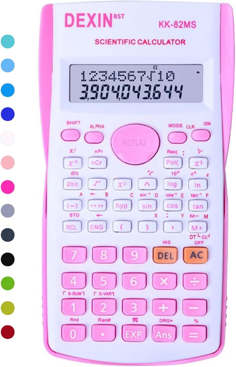 Calculadoras científicas de escritorio, Calculadoras científicas para estudiantes, Calculadora científica 240 funciones 2 líneas 10+2 dígitos, Calculadora matemática de escritorio para la escuela (rosa y blanco)