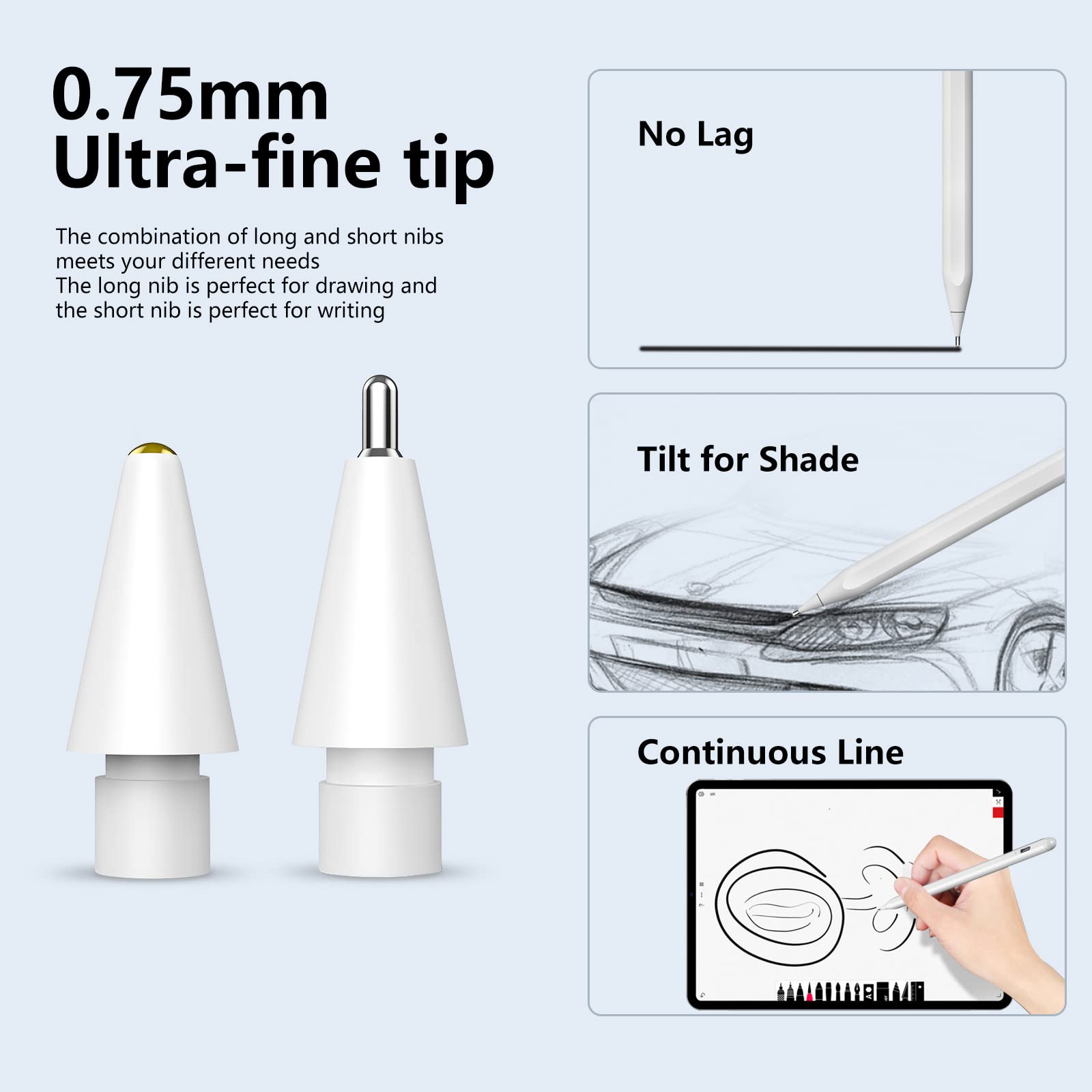 Timovo Replacement Tips For Apple Pencil 2nd 1st Generation Ipad