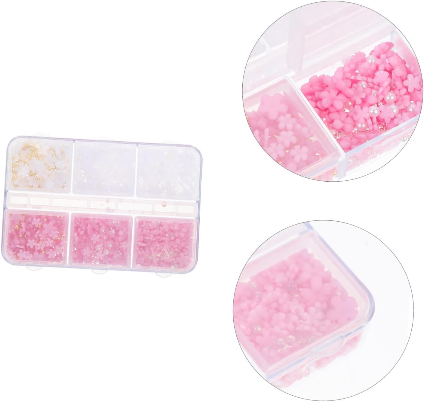 Didiseaon 5sets Flower Nail Decorations Set Compartment Resin Nail Art Accessories for Manicure Elegant Floral Designs for Professional and Personal Use