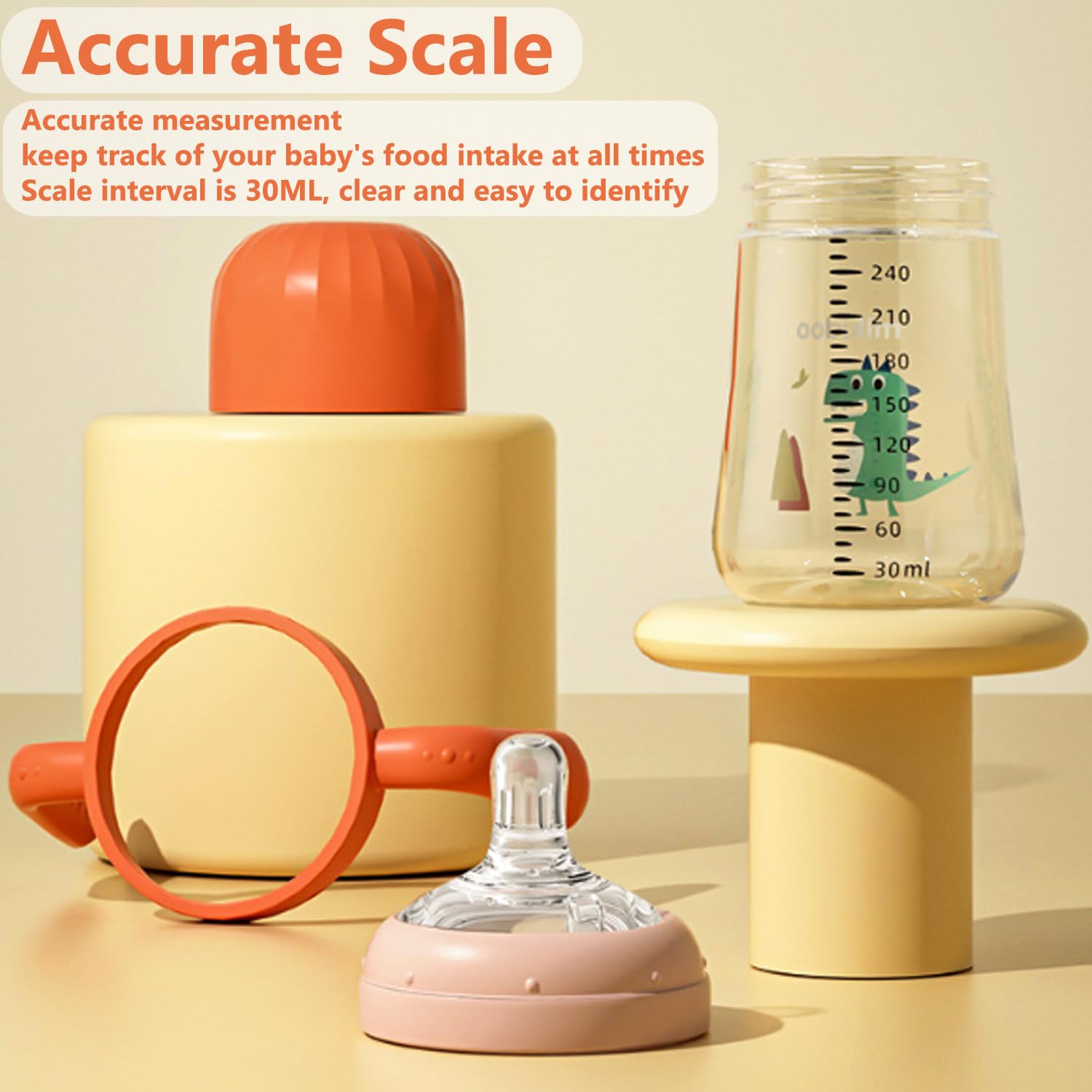 2 in 1 Baby Sippy Cup with Straw and Spout 240ml,Toddler Drinks Water Bottles Trainer Cup with Handles for Babies 6 12 Months(One Bottle with 3 Spout) (Pink) - Image 4