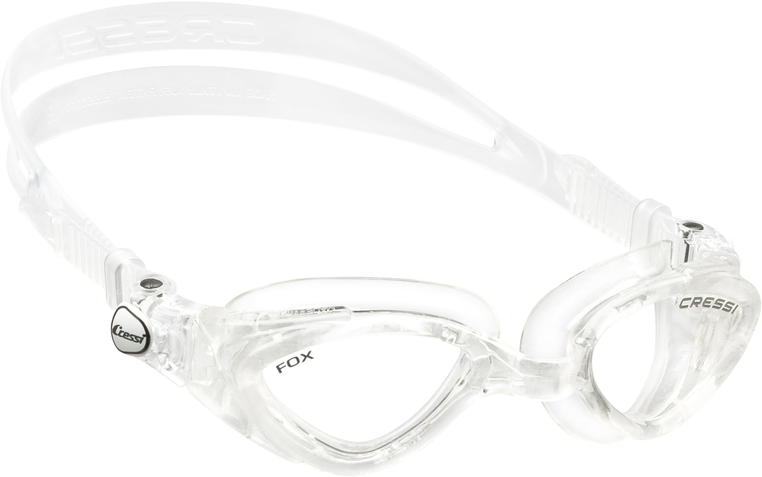 Cressi Fox Goggles Clear/Clear - Premium Adult Swimming Goggles Pool and Water Sports, Anti Fog 100% Anti UV, Trasparent_Clear Lens, One Size