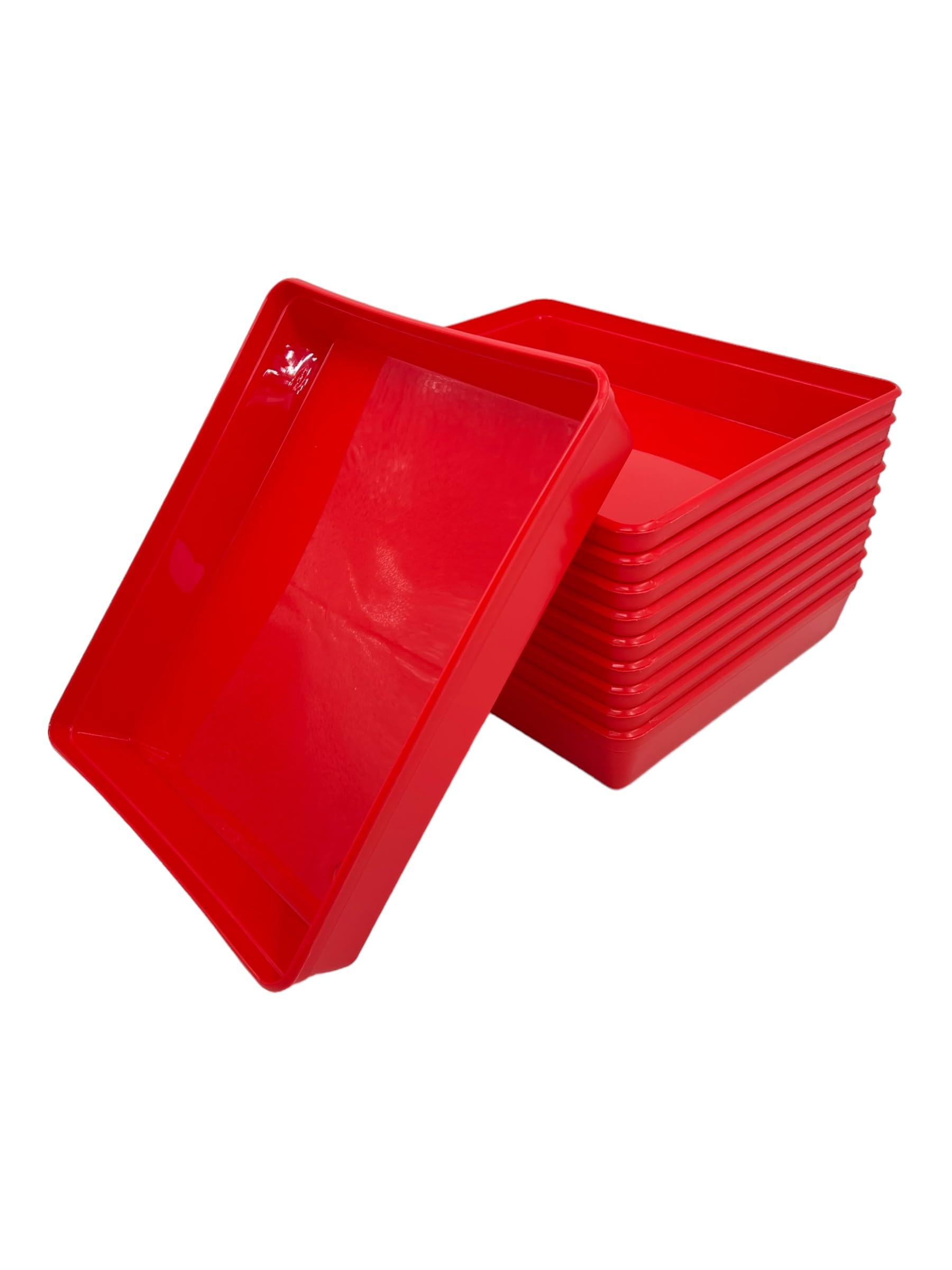 Plastic Activity Trays, Kids Play Art Tray Crafts, Toy Organiser, Accessory Tray, Storage Tray, (Pack of 10) - UK Made (Red, 30 x 25 x 5cm)