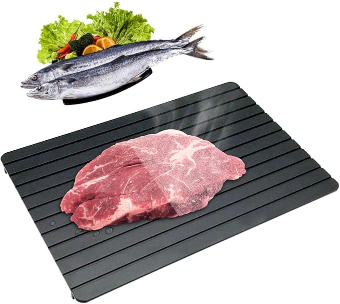 CHEFLY Fast Defrosting Tray for Frozen Meat Foods Premium Innovative No Electricity Aluminum Miracle Thawing Plate D2001