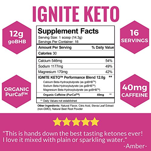 Ignite Keto Energy Supplement - 12g BHB Salts Plus Organic Caffeine - Ketone Drink for Ketosis, Energy, and Focus - Fuel a Ketogenic Diet - Best Beta Hydroxybutyrate Ketones Drink Powder Mix - Thumbnail 3