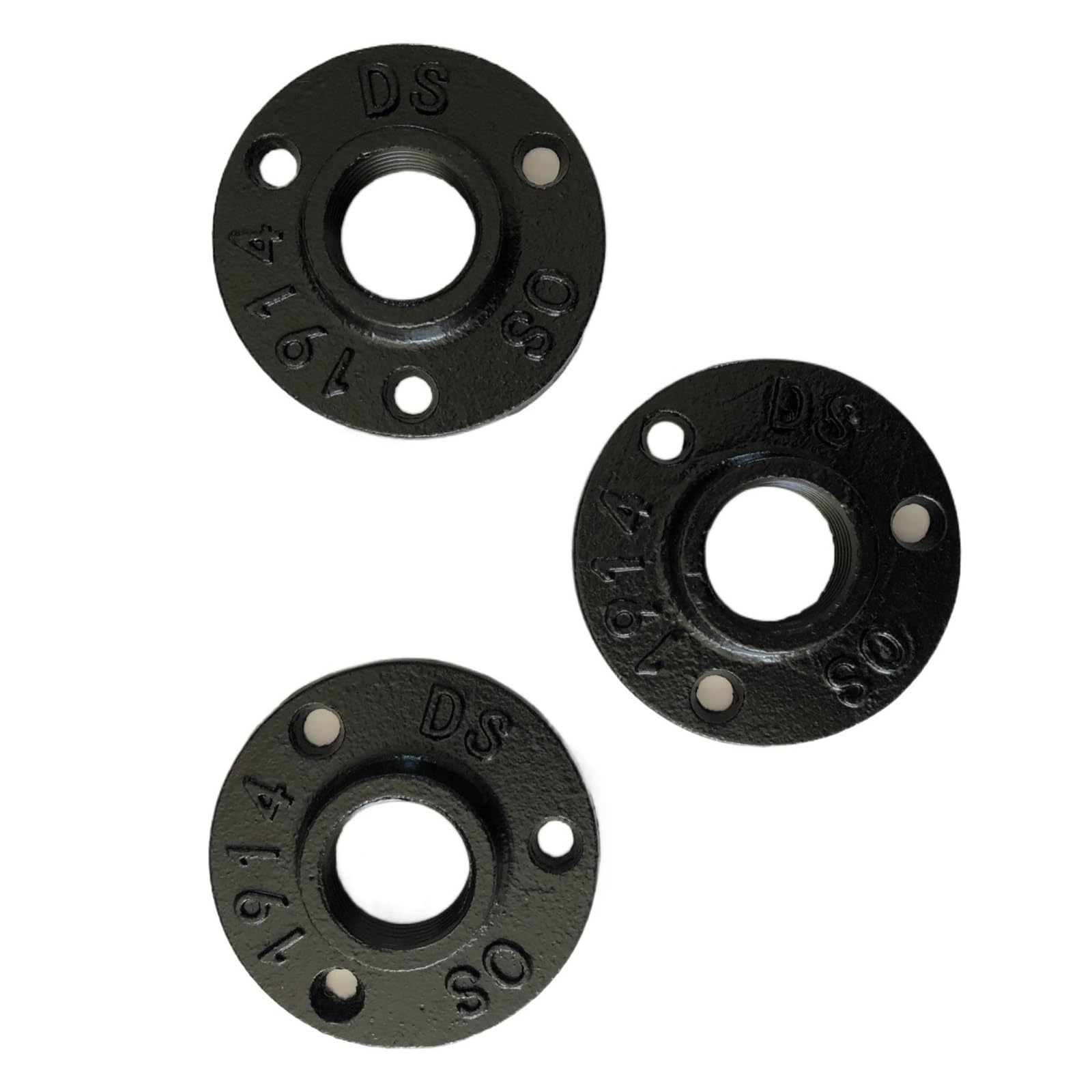 Ozliyy Gray 1Pcs 3 Holes Black Decorative Malleable Iron Floor/Wall Flange Cast Pipe Fittings Bsp Threaded(,Dn20)