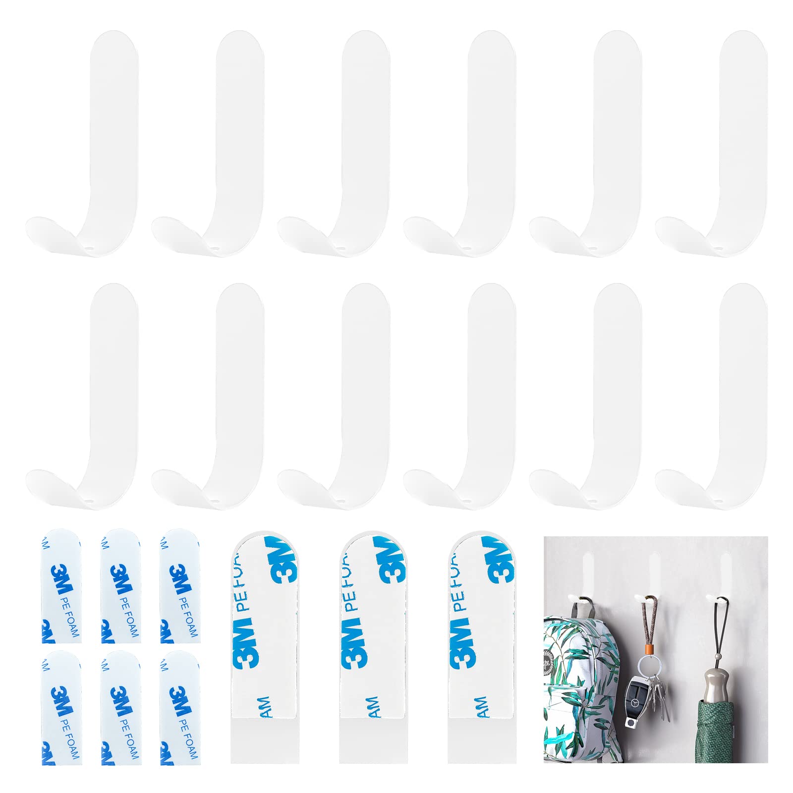 12 Crochets Adhésifs Mural Bosdontek - Acier Inox 3M - Étanche - Pour Salle De Bain Et Cuisine