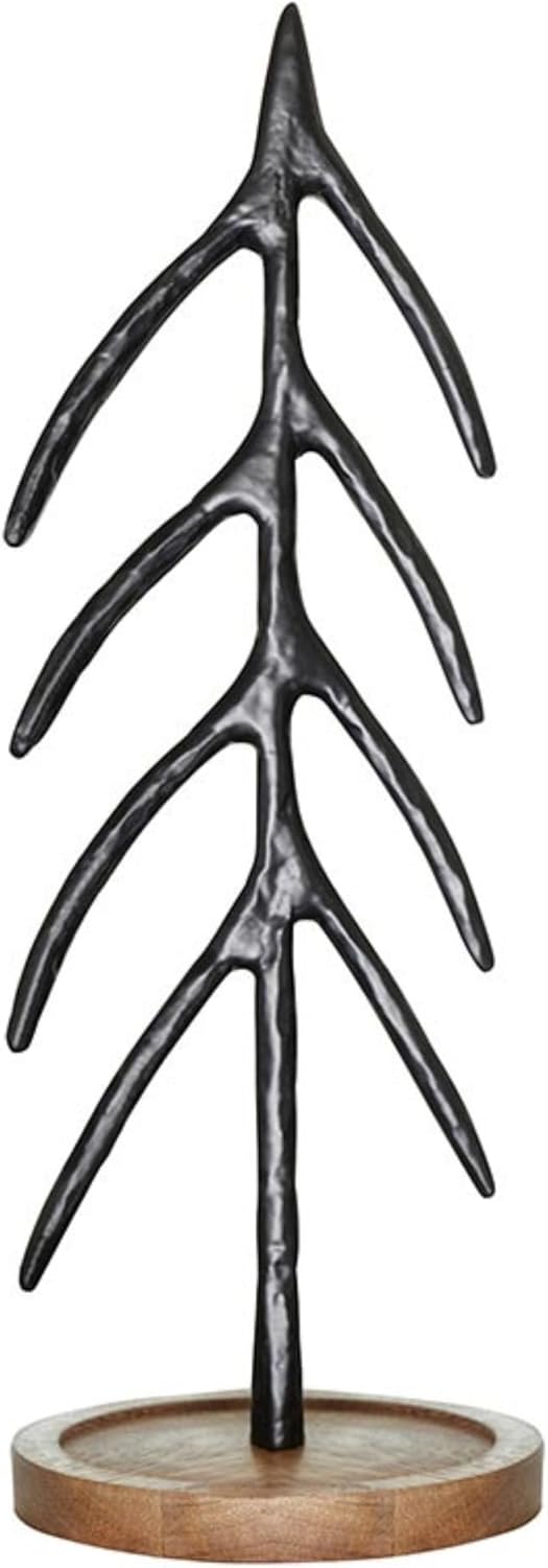 Santa Barbara Design Studio Christmas Shelf Décor - Modern Metal Tree Sculpture for Mantle or Tabletop, Large, Black