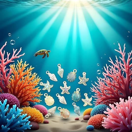 13 Pcs Starfish Conch Sea Shell Pendants Mixed Random DIY Charms Sea Necklace Pendant for Women Jewelry Creative Jewelry Making Handmade Nautical Ocean Shell Enamel Craft Charms Accessory - Image 3