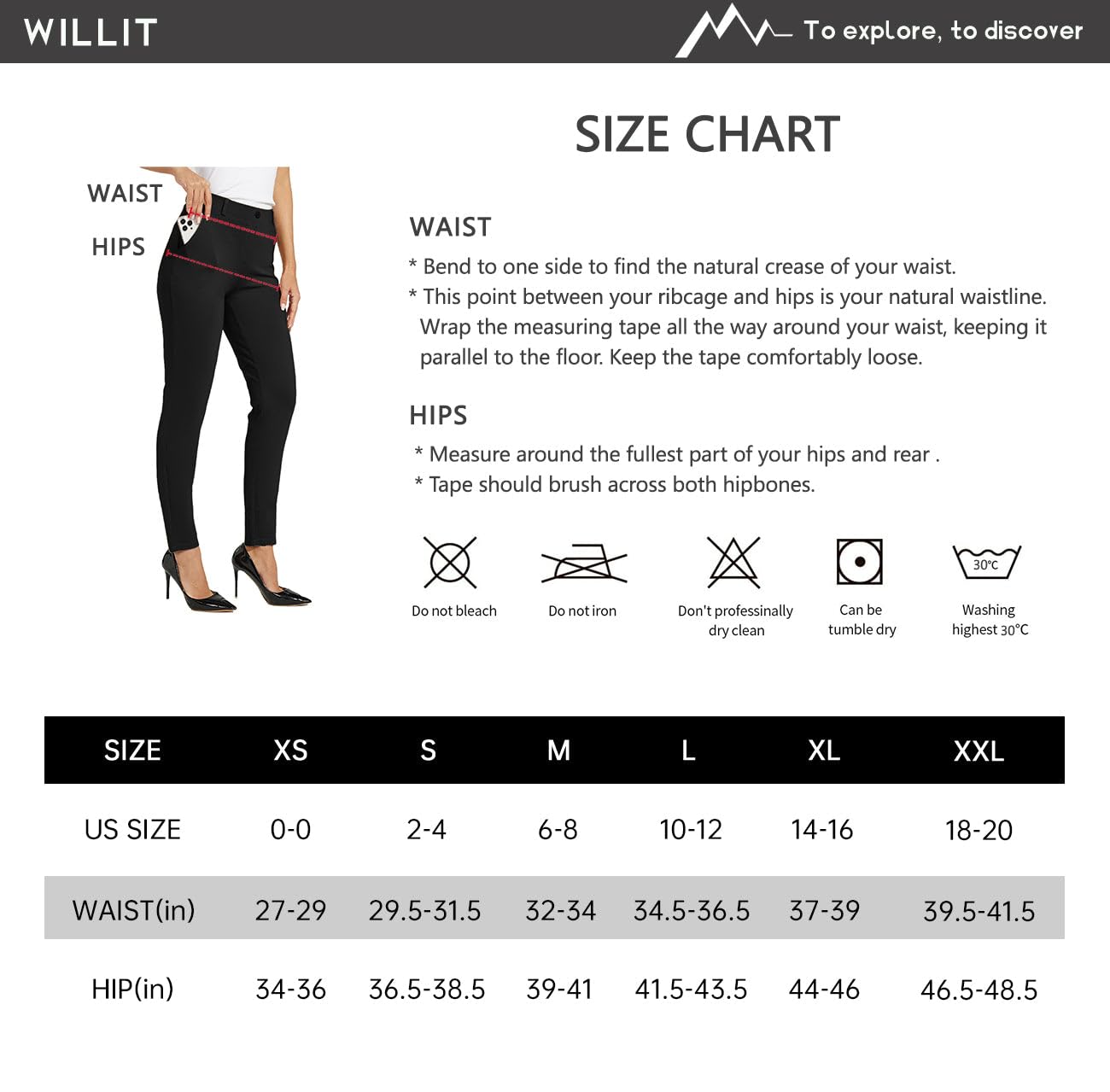Willit Pantalones de yoga para mujer, ajustados, pantalones de trabajo, ajustados, elásticos, pantalones casuales de oficina, bolsillos, 27, 28, 29, 30 pulgadas