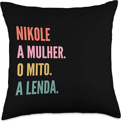 Designs De Nomes Engraçados Para Mulher Divertido diseño portugués de nombre Nikole, 18 x 18 pulgadas, multicolor