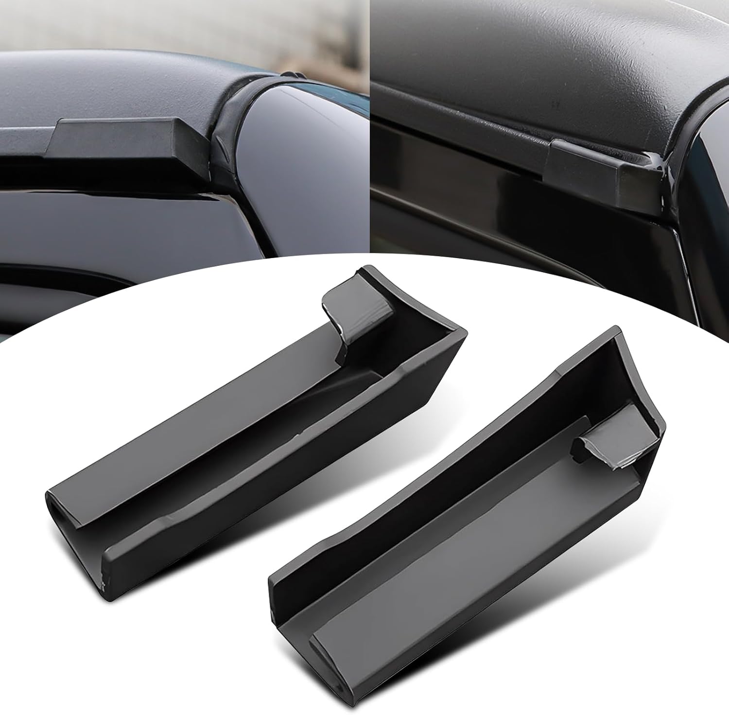2 PCS Car Roof Rainwater Gutters, Specially Modified Car Exterior Rainwater Diversion Channel, External Accessories PVC Rainwater Deflector, Suitable for 18-22 Models of Wrangler JKJL (Black)