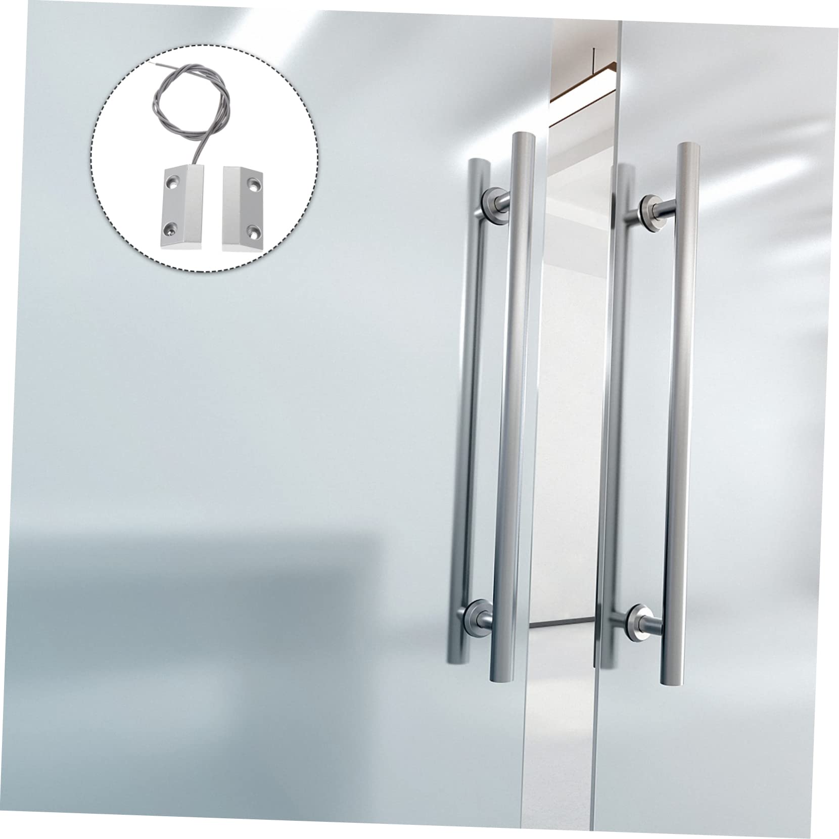 NUOBESTY 3 Ensembles Capteur Filaire Changer Portable Sécurité Sonnette De Porte Loquet De Porte Magnétique Pêne Dormant Bouchon Filet Aimant Filtrer Cloches Carillon Alliage De Zinc Silver