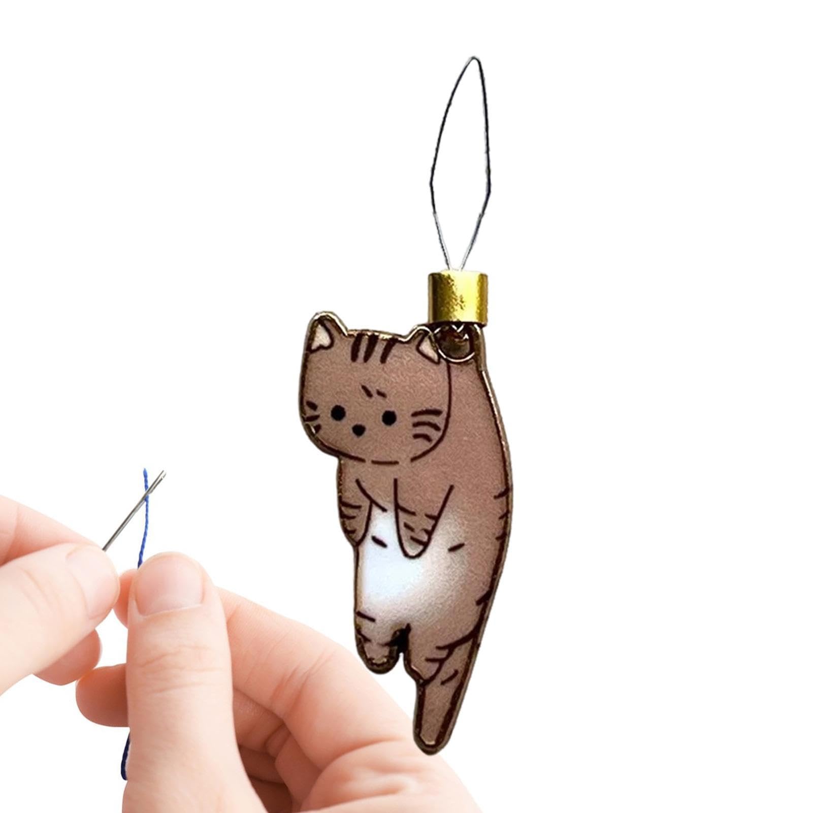 Jingan Coffee Cat Needle Threader | Needle Threaders For Hand Sewing | Cute Cat Shape Hand Needle Threader | Simple Needle Threader For Sewing Crafting Knitting Craft Art Quilting