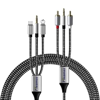 RCA Audio Cable, L-ightning USB C 3.5mm AUX to RCA Adapter 6.56FT