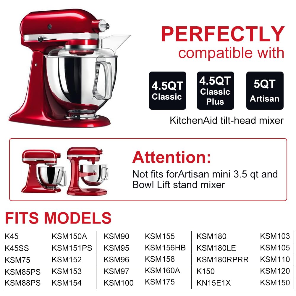 Miska ze stali nierdzewnej do miksera stojącego Kitchen Aid 4,5-5 Quart, nakładka do maszyny do lodów Kitchen Aid, miska ze stali nierdzewnej z uchwytem, akcesoria Kitchenaid nadaje się do mycia w
