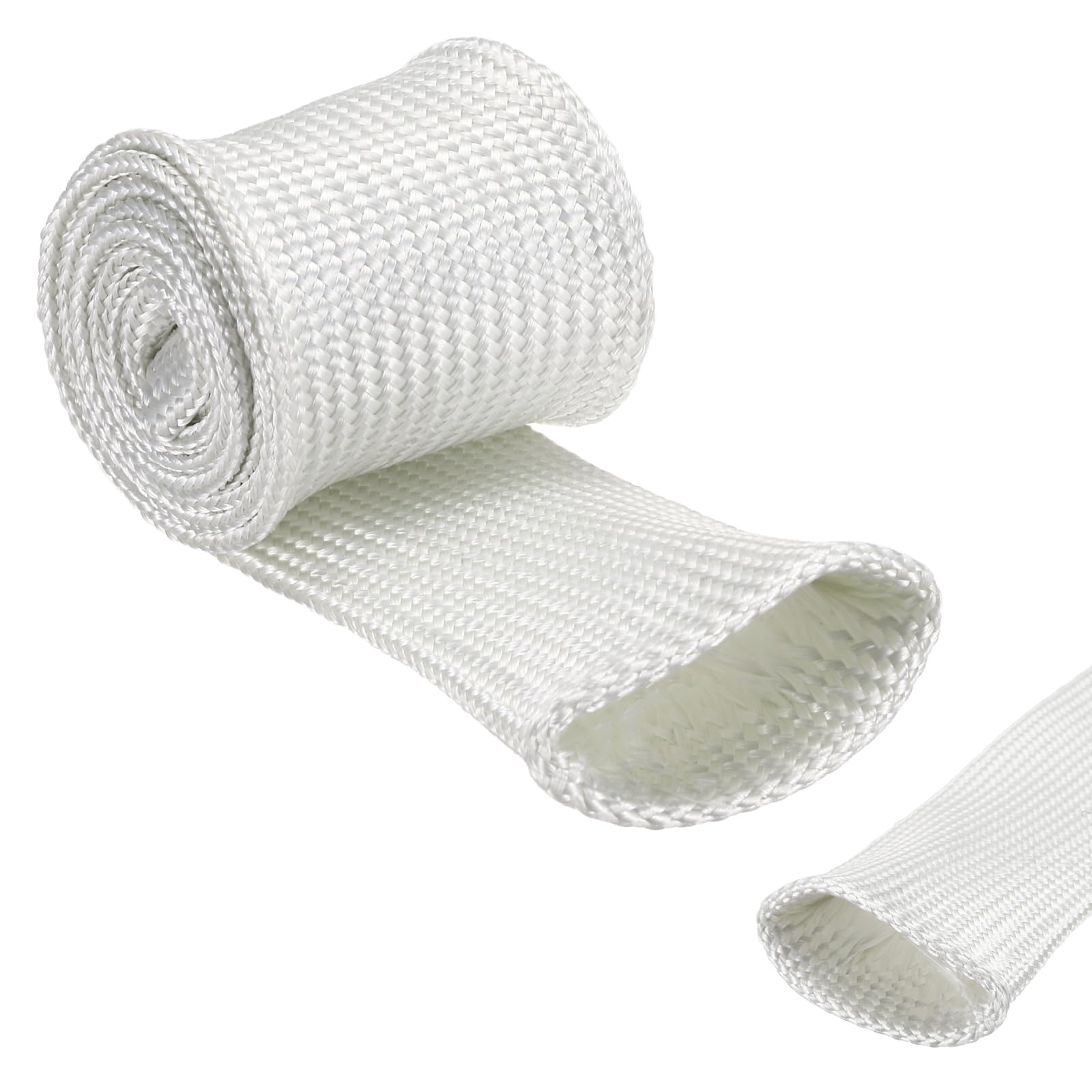 sourcing map Insulation Cable Protector,40mm/1.57 Inch-1m/3 Feet High TEMP Fiberglass Sleeve White