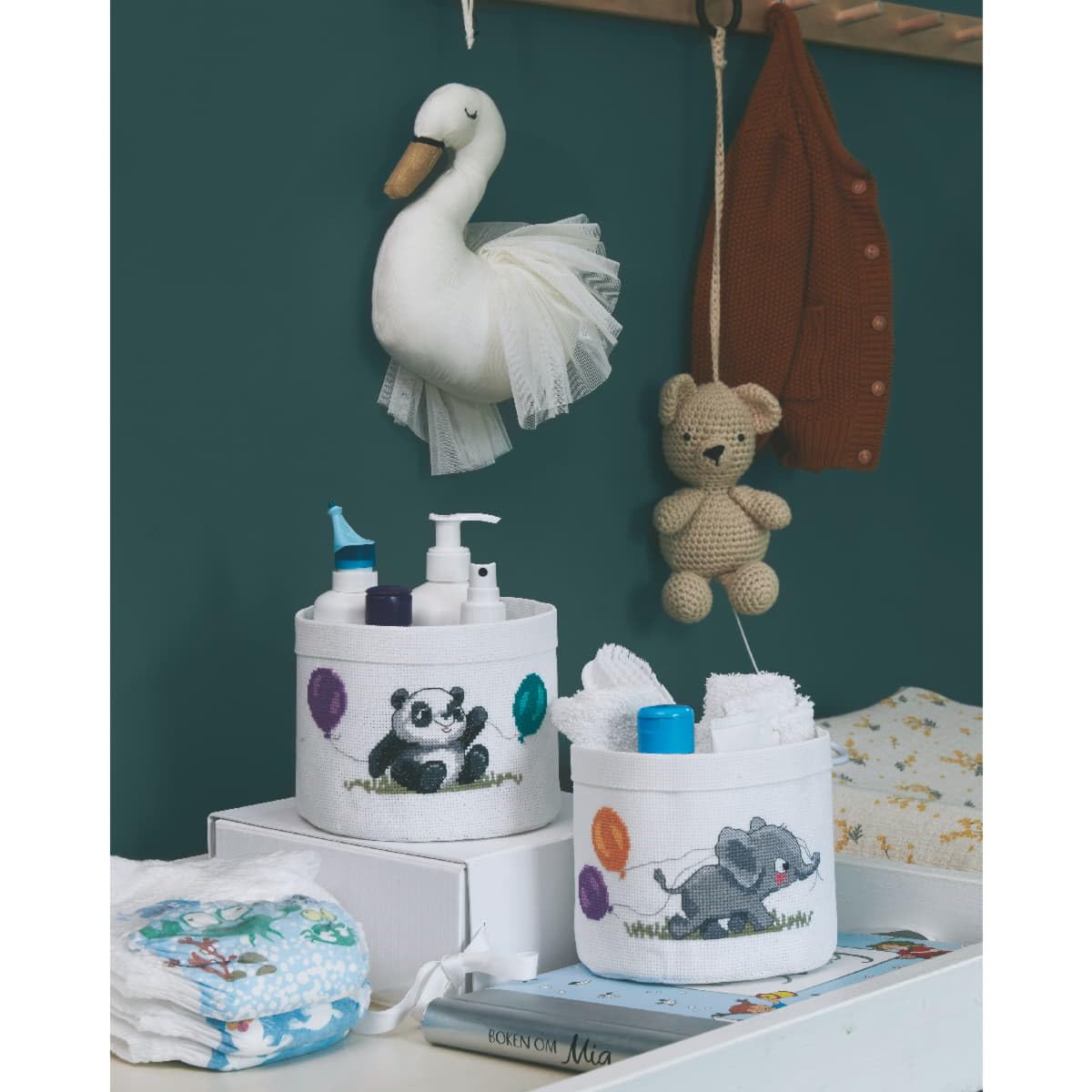Kit de broderie au point de croix éléphant anti-stress avec guide clair