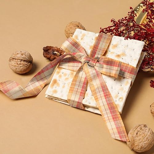 Miniatura 8 de 2 rollos de cintas de tela de otoño, decoración de Acción de Gracias, cintas de arpillera a cuadros negros y blancos para Acción de Gracias,