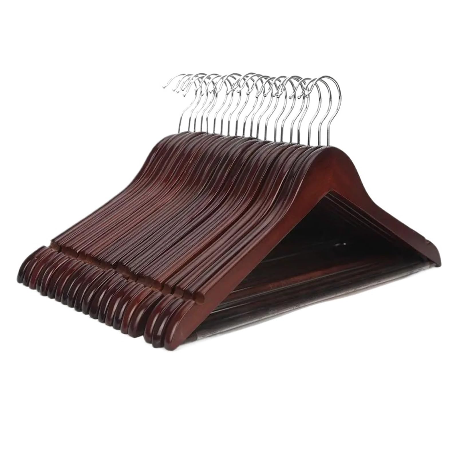 Wooden hangers Wooden Coat Hangers, 20 Pack 17.5 Inch Wood Suit with Non Slip Pant Bar Extra Smooth and Splinter Free Walnut for suit