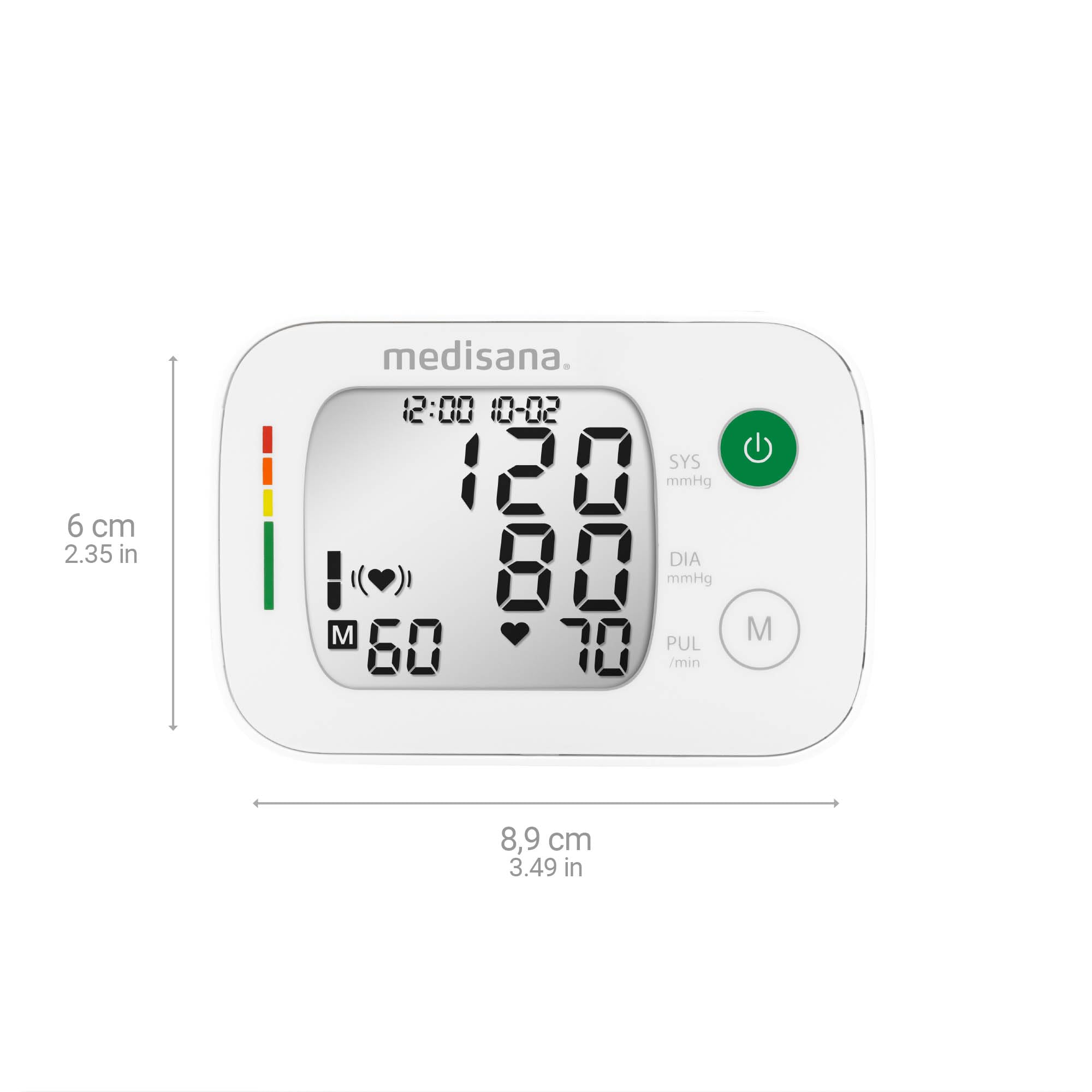medisana BW 335 Tensiomètre au poignet, mesure précise de la tension artérielle et du pouls avec fonction mémoire, échelle de feux tricolores, fonction d'affichage d'un rythme cardiaque irrégulier