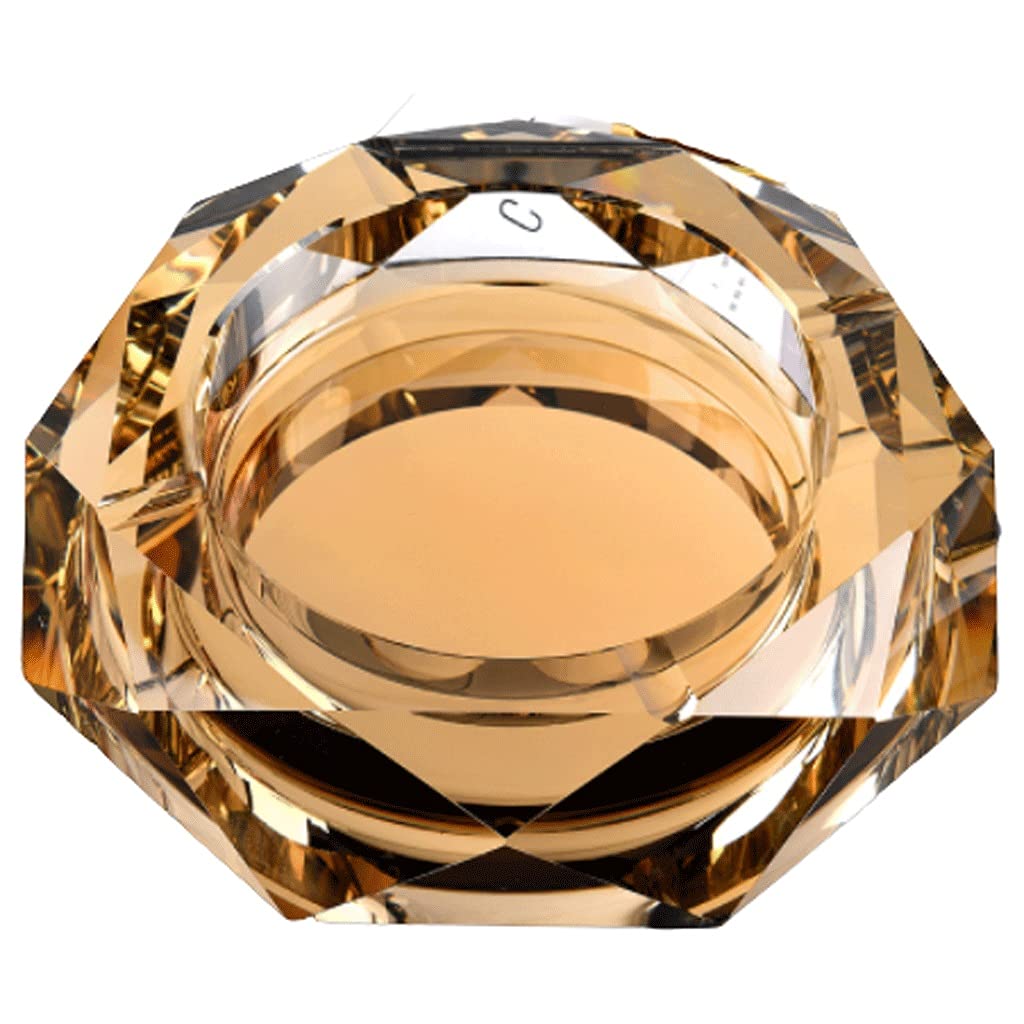 Qhlom Gold Ashtrays Crystal Ashtray,Cigar Cigarettes Ashtray Holder Home Desktop Tabletop Decoration,Ash Tray,Ashtray Holder Decor Tray Commercial Ashtrays (Color : Size : 12Cm/4.7In)