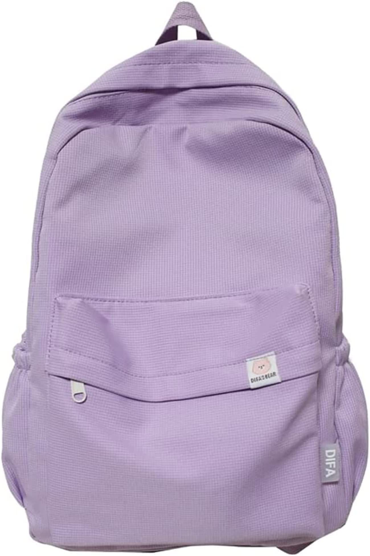 Chagoo Women's Purple Difa Backpack, Difas Bear Backpack, Kawaii Cute Aesthetic Backpack Sage Green Backpack, Large Capacity Casual Rucksack (Purple)
