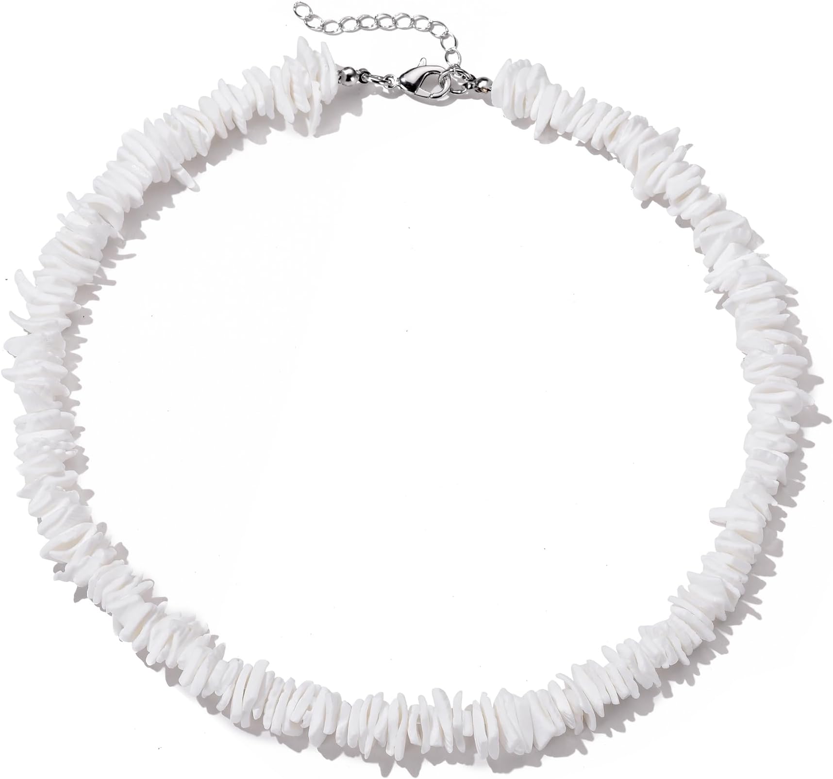 ATIMIGO White Puka Shell Hawaiian Cowrie Shell Pearl Beach Choker Handmade Adjustable Summer Clavicle Necklace - Surfer Jewelry for Women & Men