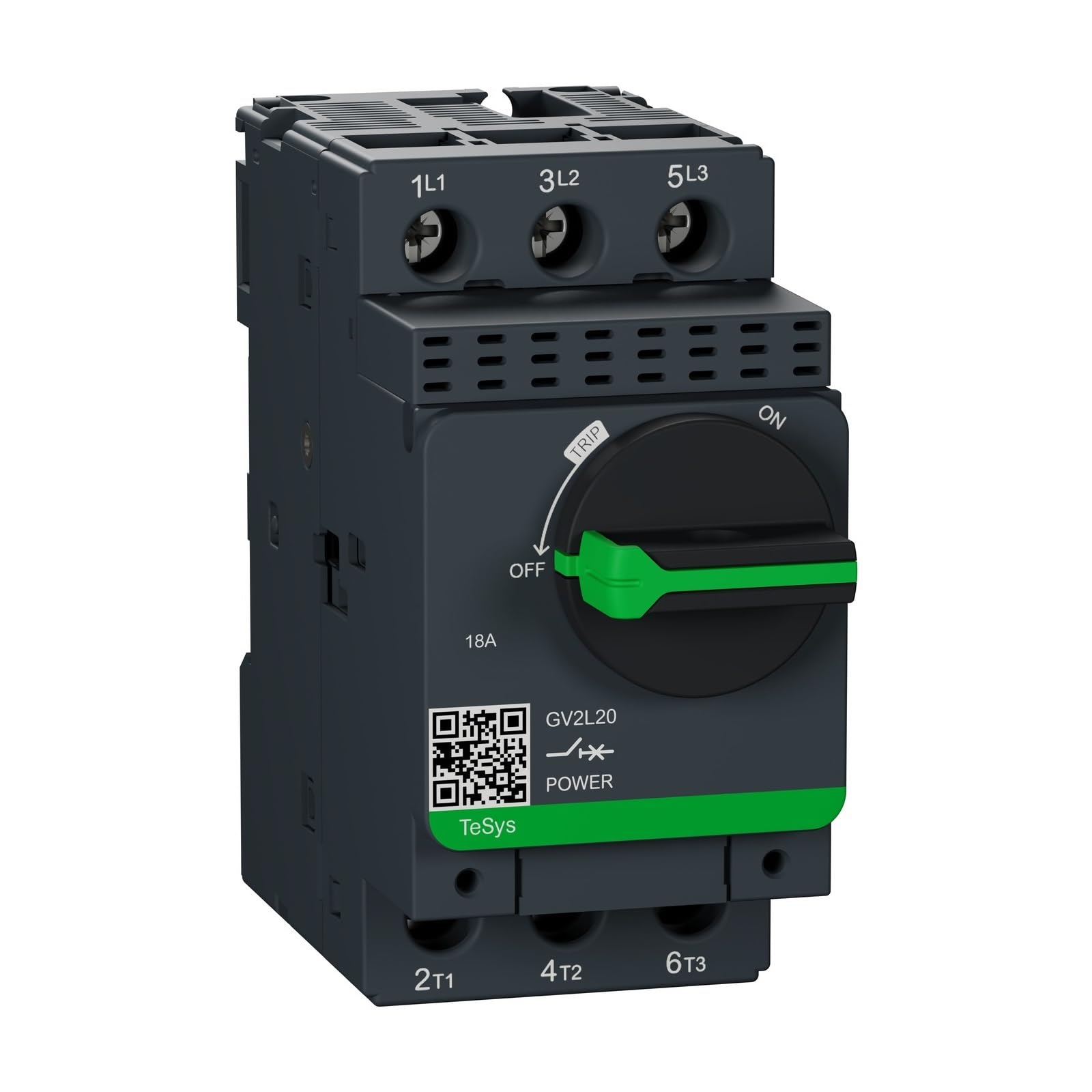 Disjoncteur Moteur GV2L20 TeSys 3P 18A magnétique poignée rotative vis-étrier