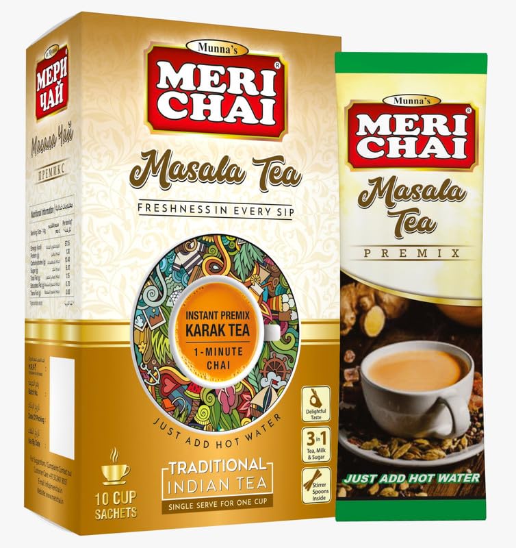 Image of Meri Chai Masala Instant Premix Tea Box | Traditional Indian Spiced Tea Premix | Fast & Delicious | Premium Indian Spiced Tea Blend (140 Gm)