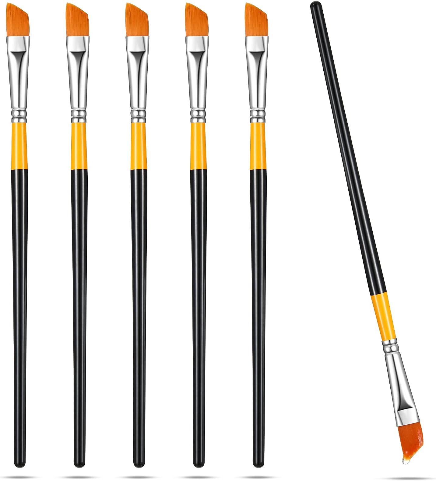 6 Pieces 1/2 Inch Acrylic Paint Brushes Angled Flat Art Brush Set Small Artist Paint Brushes for Acrylic Craft, Watercolor, Oil, Gouache, Face Body Detail Painting for Adult