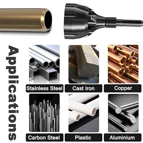 1/4 Inch Hex Shank Deburring External Chamfer Tool with Tungsten Steel Blade, Quick Release Deburring Chamfering Drill Bit Bolt Deburring Tool Fits 1/8