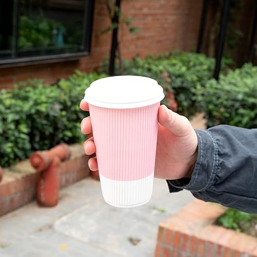 Vista 225 de Vasos de café de papel aislado de pared corrugada, 8 oz, Anaranjado