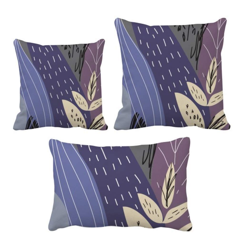 Coussin art abstrait lot de housses et inserts imprimé la structure des plantes pour canapé