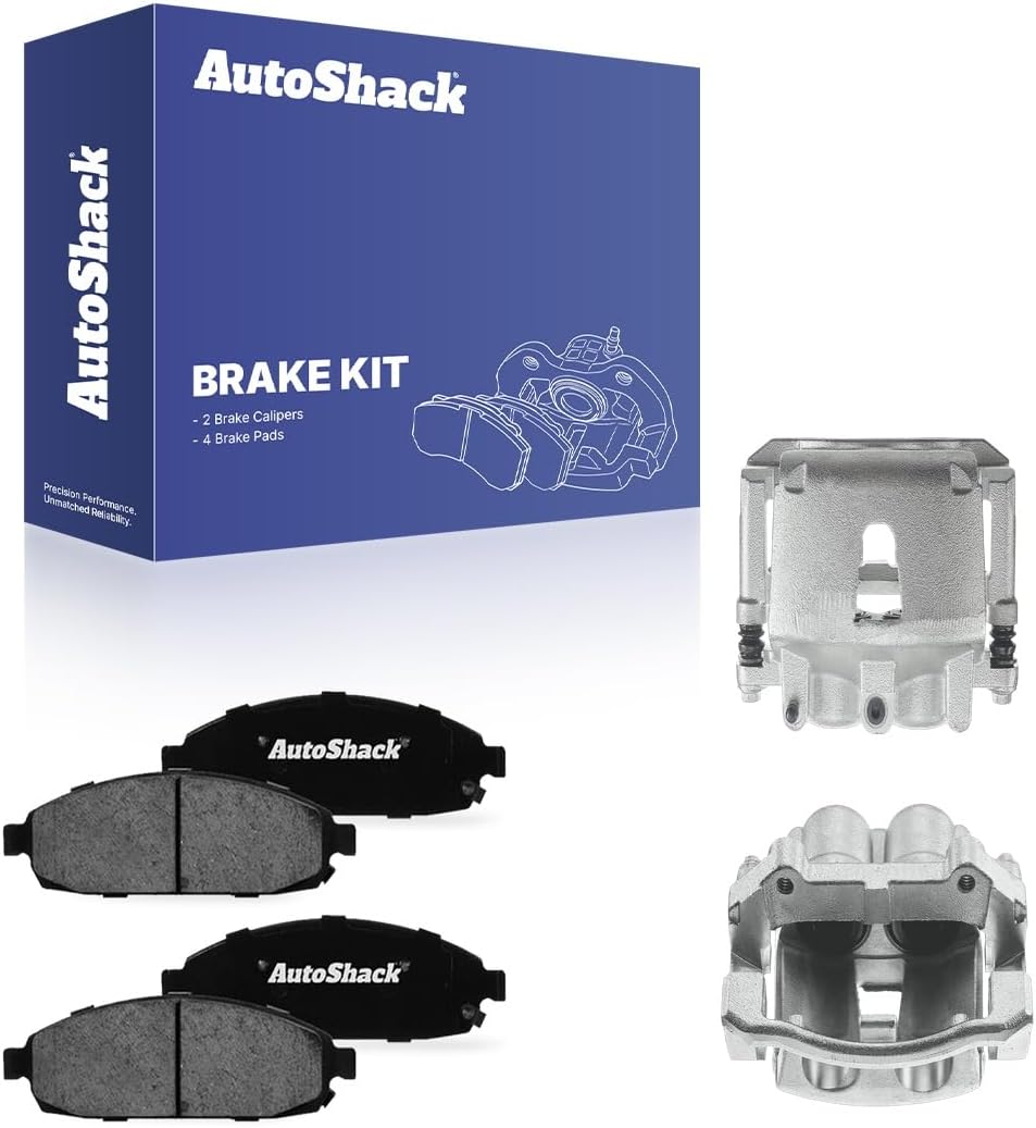AutoShack Front Brake Calipers + Ceramic Brake Pads Replacement for 2005-2010 Jeep Grand Cherokee 2006-2010 Jeep Commander 6-PC Kit
