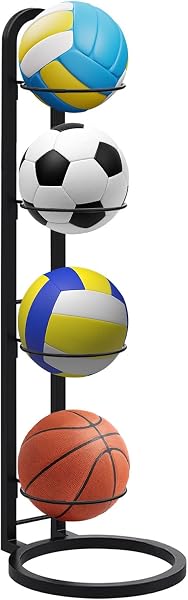 Estante para Balones de Futbol, Soporte Balones Baloncesto, 3 Niveles Almacenamiento de Balone Vertical para Fútbol Baloncesto Balonmano Voleibol, Organizador de Equipamiento Deportivo - 1