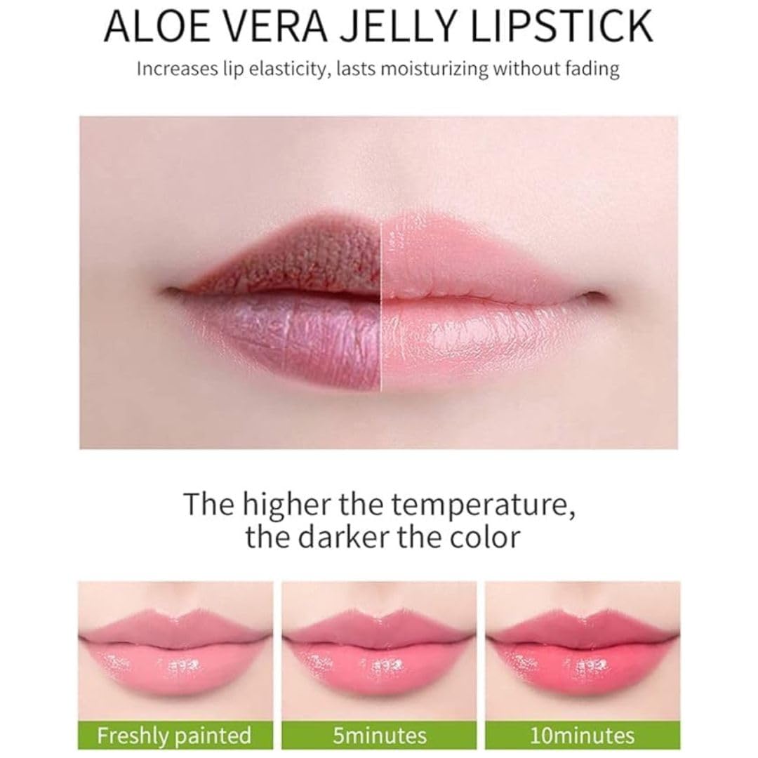 Aloe Vera Lipstick, Aloe Vera Lip Balm, Moisturizing Crystal Jelly Lipsticks, Organic Color Change Lipstick - Image 4