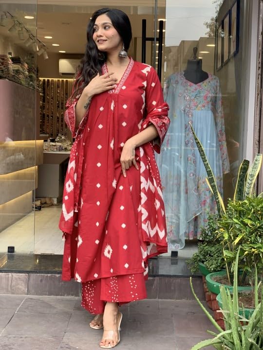 Image of KLOSIA Viscose Women Printed A-Line Kurta Pant with Dupatta