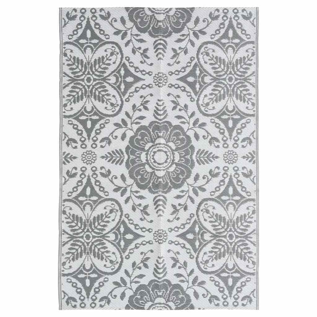 vidaXL Outdoor Patio Carpet in Light Grey, 190x290 cm - All-Weather Polypropylene Material, Double Layer Jacquard Designed Carpet for Balcony, Terrace and Pool Area โ image 1