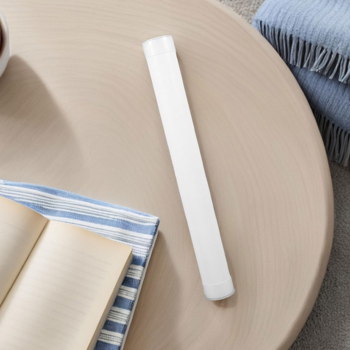 Zestaw 4 Tubi di Stoccaggio Rotondi in Plastica PE 31 cm Lunghezza 5 cm Diametro con Coperchio