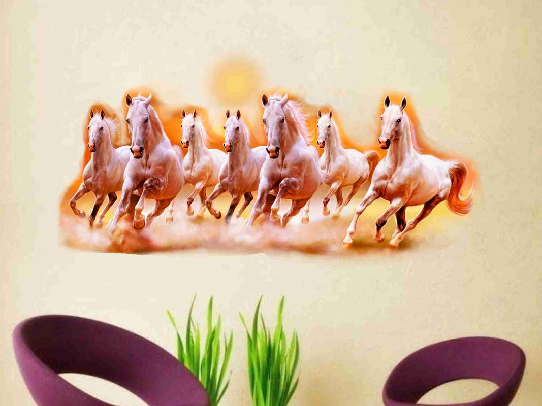 DivineDesigns™ White Horses Sticker | Wall Sticker for Living Room/Bedroom/Office and All Decorative Stickers-image-49