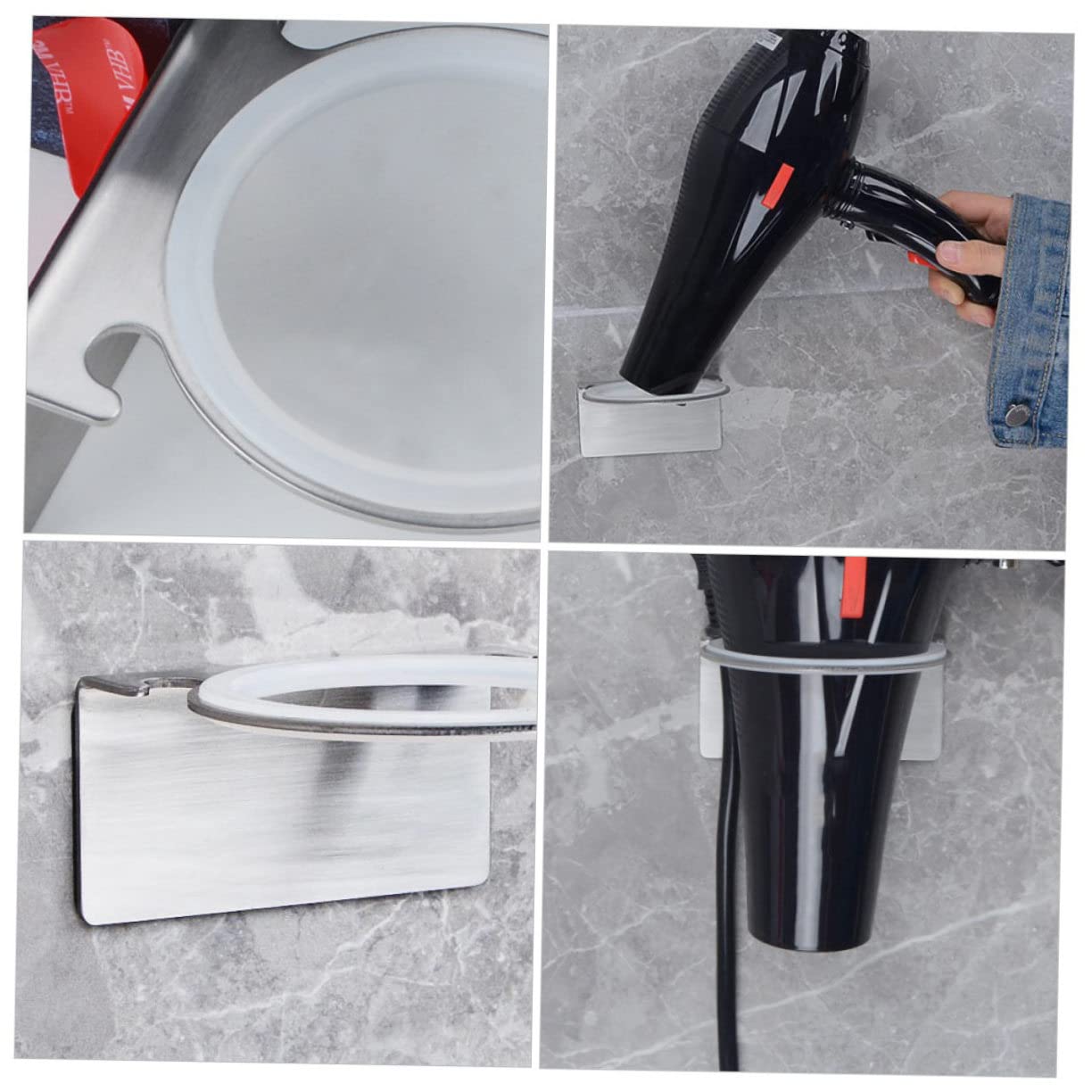 DOITOOL 3pezzi Supporto Per Asciugacapelli Da Muro Acciaio Inossidabile Organizer Per Phon Facile Installazione e Design Moderno Per Bagno e Camera Da Letto Pratico e Resistente