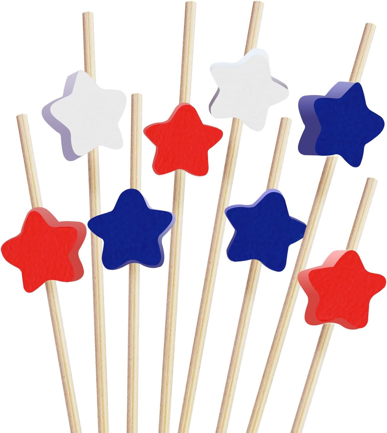 100 Counts 4.7 Inch Star Cocktail Picks Red White Blue Star Decorative Toothpicks Cocktail Sticks for 4th of July Party Supplies Independence Day Decorations