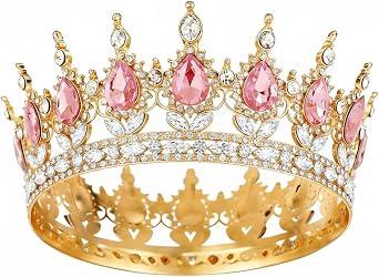Princess Crown Tiara for Women   Full Round Crystal Rhinestone Crown for Wedding, Birthday, Carnival Costume Hair Accessories