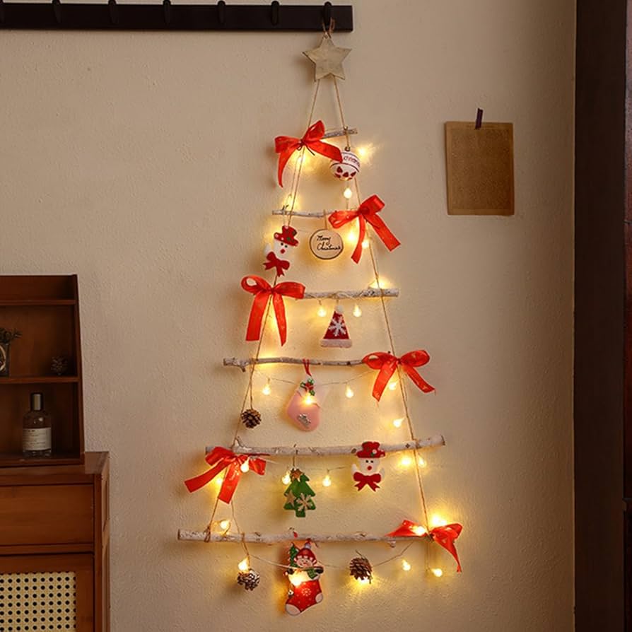 Amazon | クリスマスツリー 壁掛け クリスマスラダーツリー LEDライト