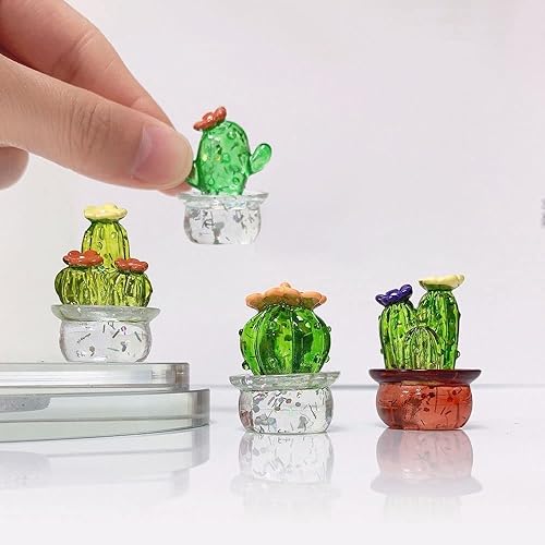 Miniatura 3 de 4 piezas de mini figuras de cactus, adornos interiores de escritorio para automóvil, adorno de planta en miniatura para decoración del hogar y la
